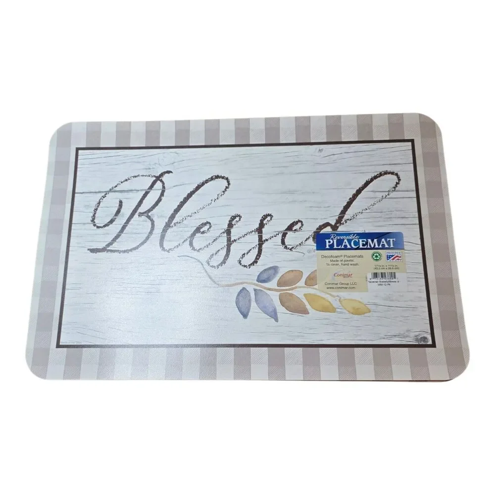 Seven Deco Foam Reversible Placemats Made in USA Grateful Blessed
